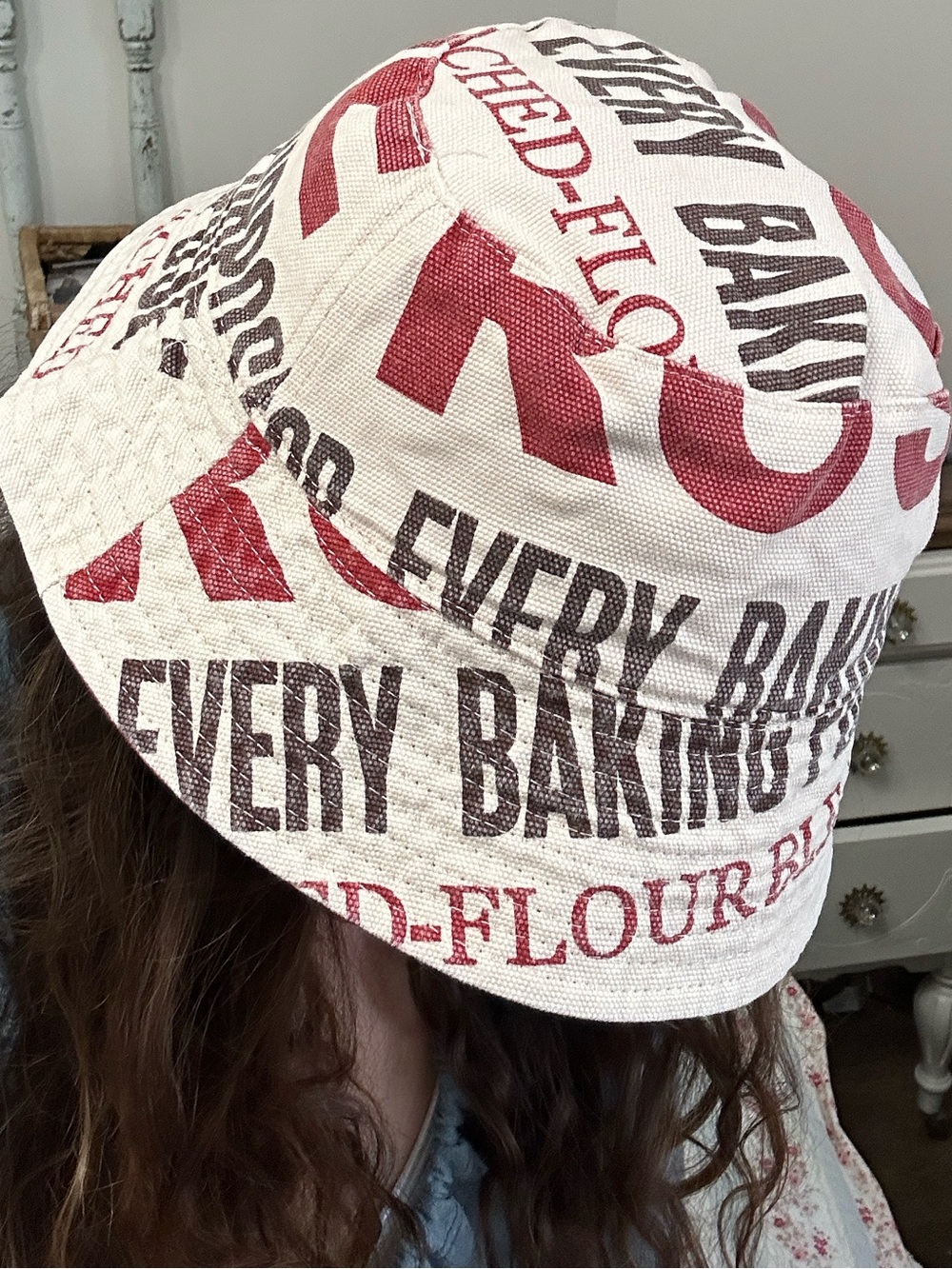 NWT JADED GYPSY BUCKET OF DREAMS HAT reversible red vintage floor sack style O/S